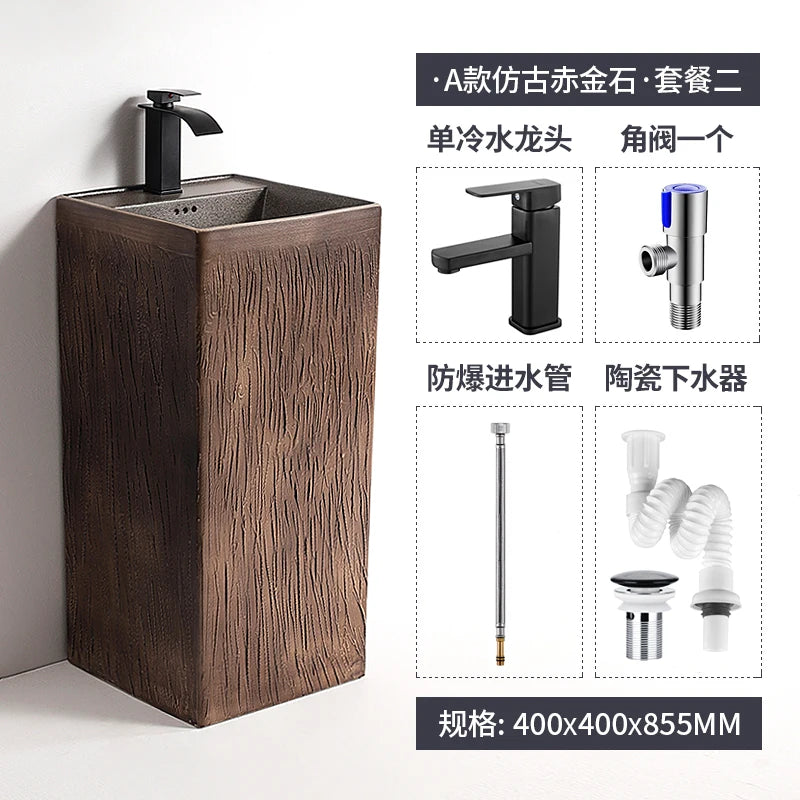 Column basin bathroom integrated column washbasin outdoor courtyard washbasin floor standing retro washbasin