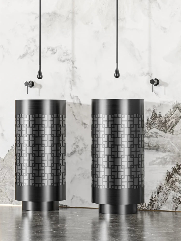Column basin light luxury circular column type washbasin integrated floor wash basin