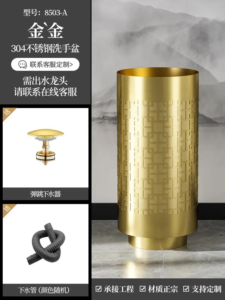 Column basin light luxury circular column type washbasin integrated floor wash basin