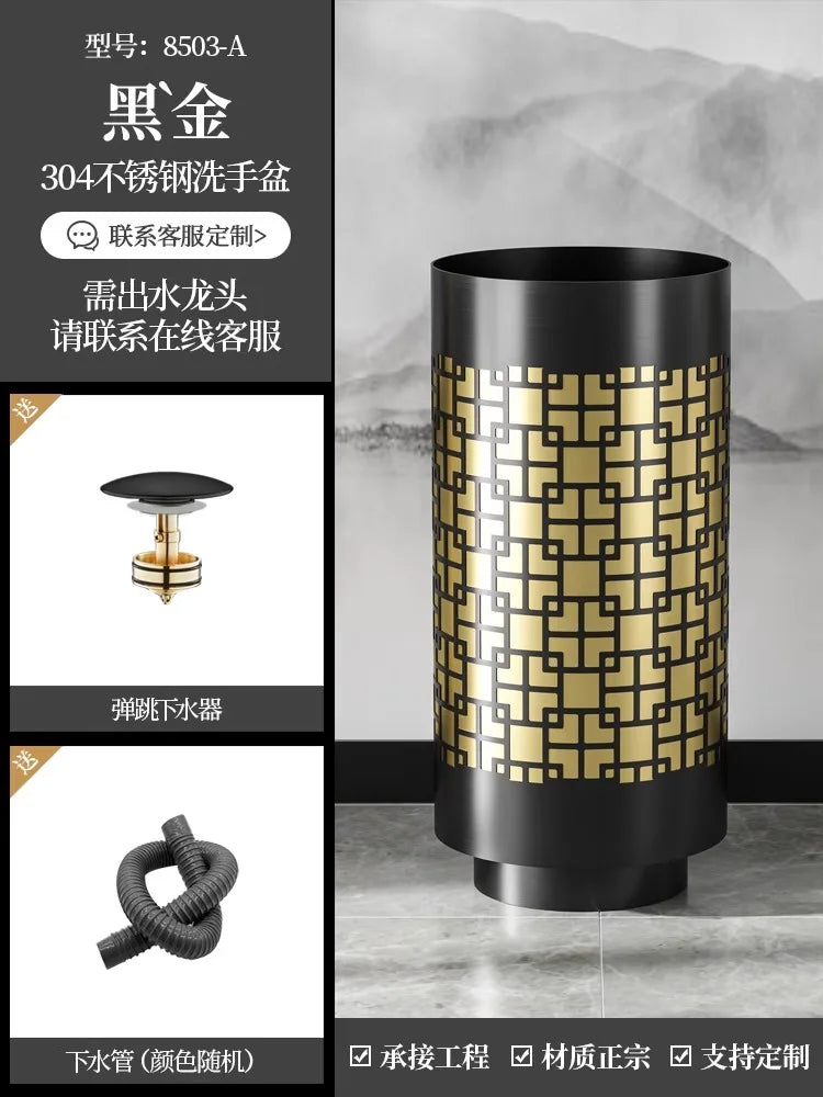 Column basin light luxury circular column type washbasin integrated floor wash basin