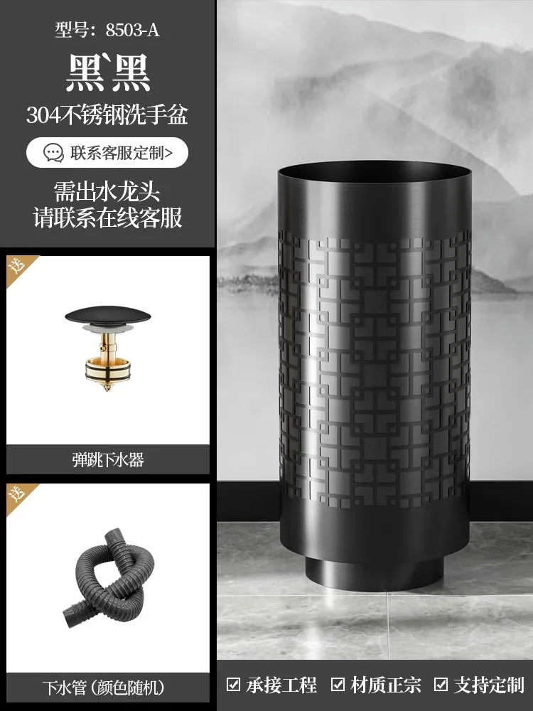 Column basin light luxury circular column type washbasin integrated floor wash basin