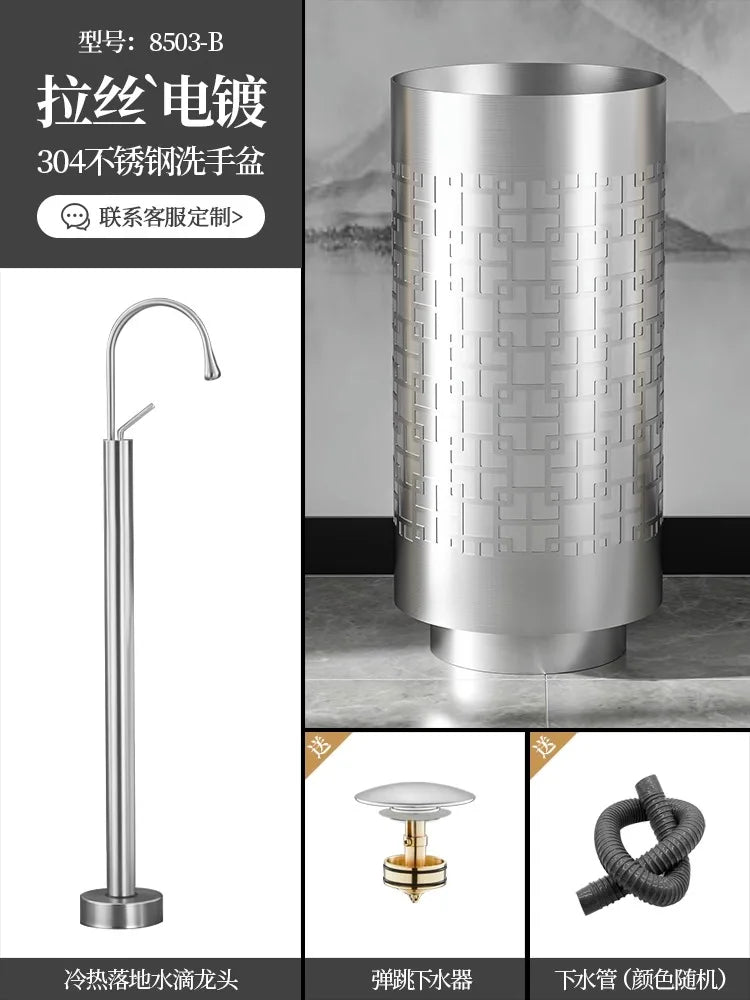 Column basin light luxury circular column type washbasin integrated floor wash basin