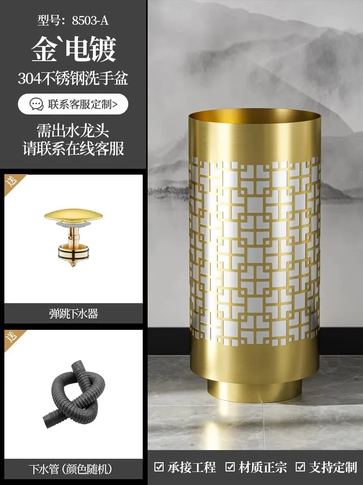 Column basin light luxury circular column type washbasin integrated floor wash basin