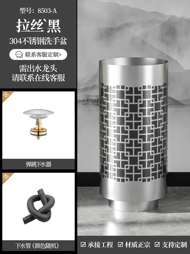 Column basin light luxury circular column type washbasin integrated floor wash basin