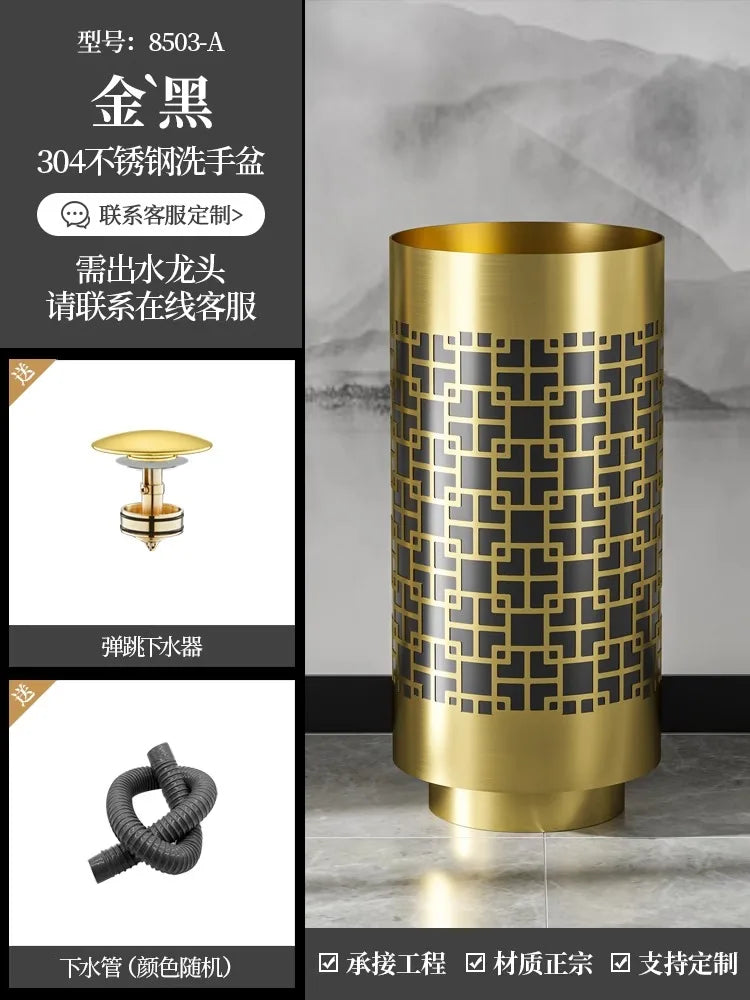 Column basin light luxury circular column type washbasin integrated floor wash basin