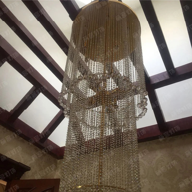 Contemporary Crystal Chandelier Spiral Staircase Lamp Duplex Villas Long The Houselarge Crystal Lighting Chandelier Living Room