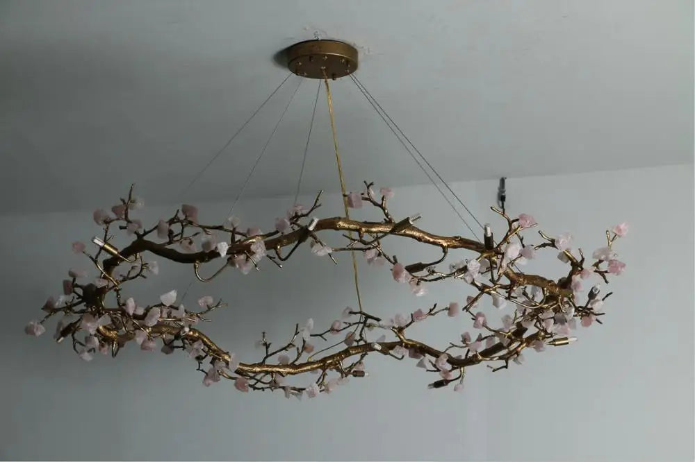 Copper lamp luxury post-modern copper crystal chandelier French living room dining hall lamp American minimalist designer villa