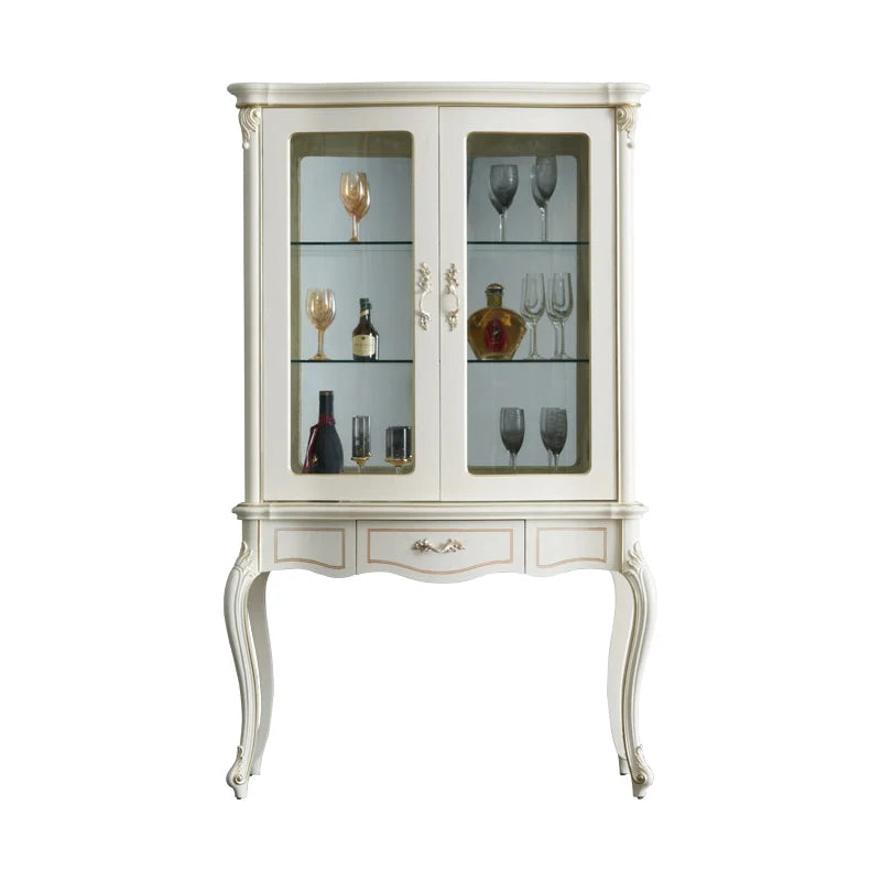 Court French furniture solid wood double door wine cabinet living room aisle gold foil carved decoration cabinet package HC