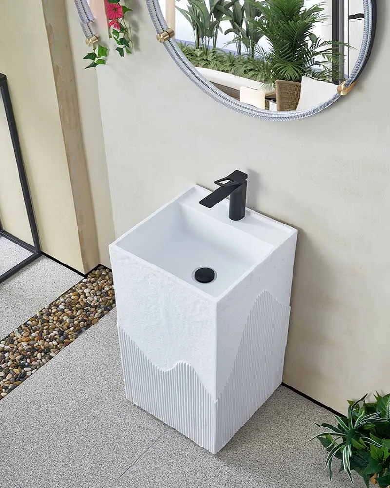 Cream style art washbasin balcony outdoor integrated floor standing washbasin courtyard column basin mop basin water pool