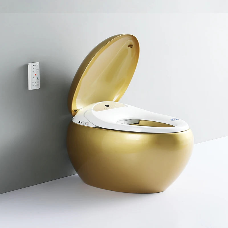 Creative European-style golden egg-shaped instant hot household toilet remote control fully automatic one-piece color smart toil