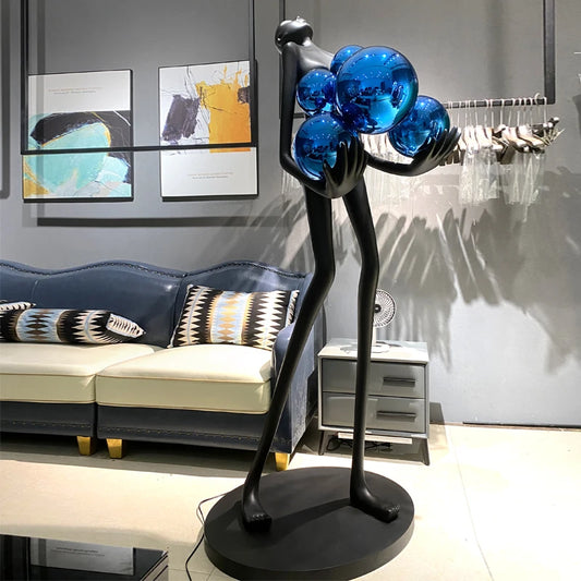 Creative humanoid art sculpture floor lamp home designer beauty shop clubhouse glass fiber reinforced plastic large character or