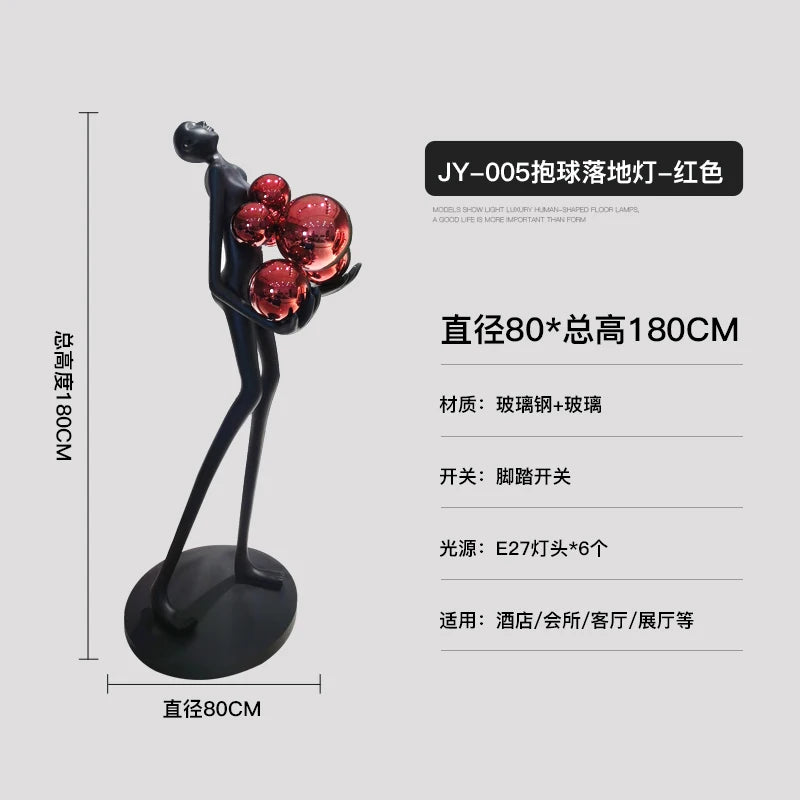 Creative humanoid art sculpture floor lamp home designer beauty shop clubhouse glass fiber reinforced plastic large character or