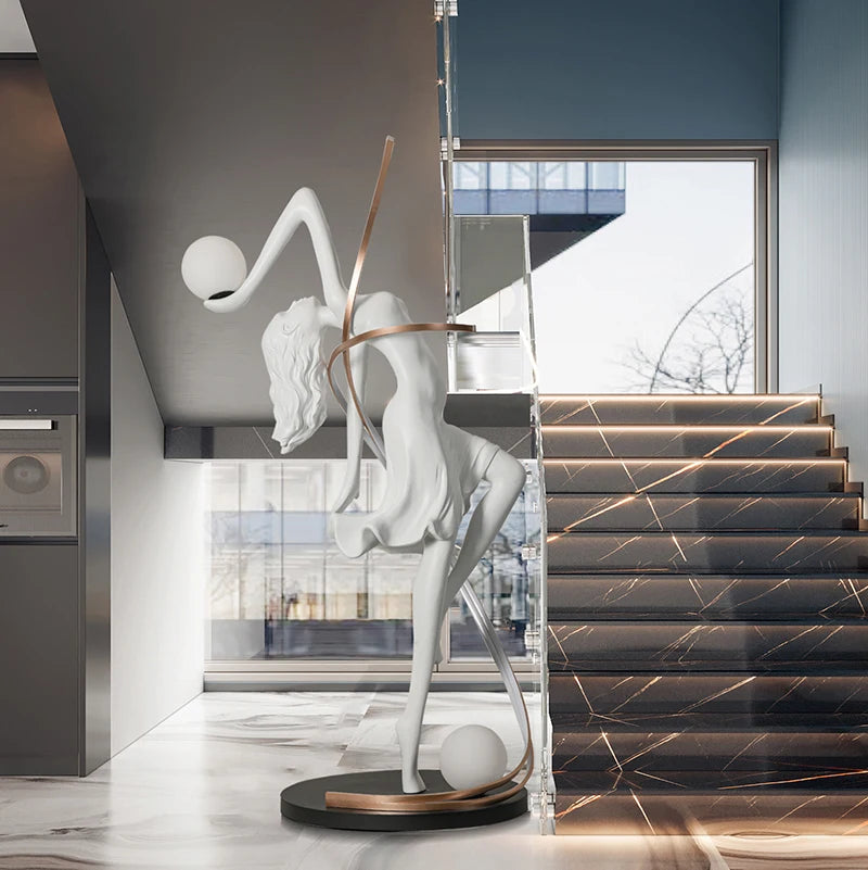 Creative humanoid sculpture decoration floor lamps, living rooms, hotels, shopping malls, postmodern light luxury fiberglass art