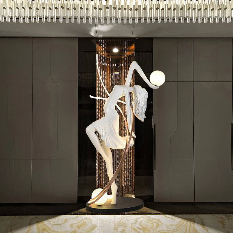 Creative humanoid sculpture decoration floor lamps, living rooms, hotels, shopping malls, postmodern light luxury fiberglass art