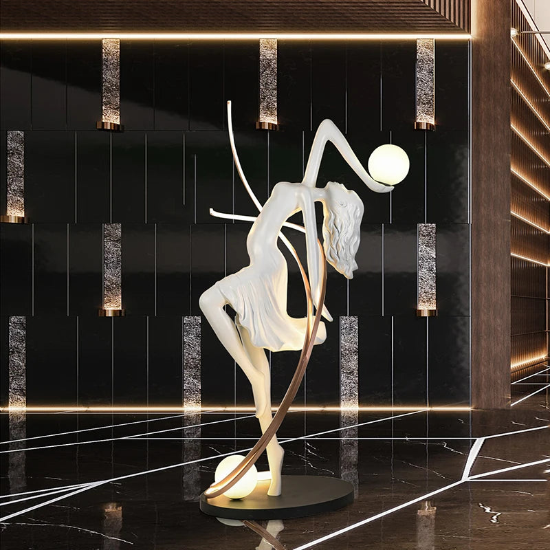 Creative humanoid sculpture decoration floor lamps, living rooms, hotels, shopping malls, postmodern light luxury fiberglass art