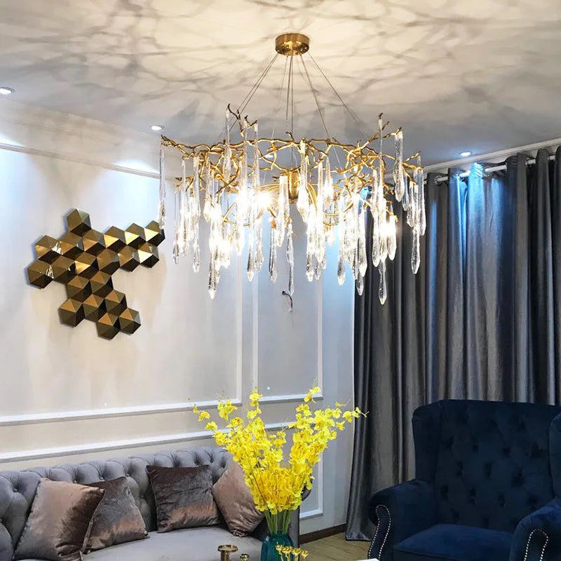 Crystal chandelier light luxury living room designer French european-style villa all-bronze American modern lamps