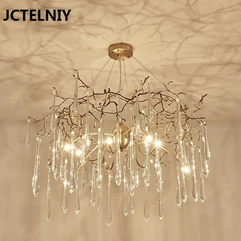 Crystal chandelier light luxury living room designer French european-style villa all-bronze American modern lamps