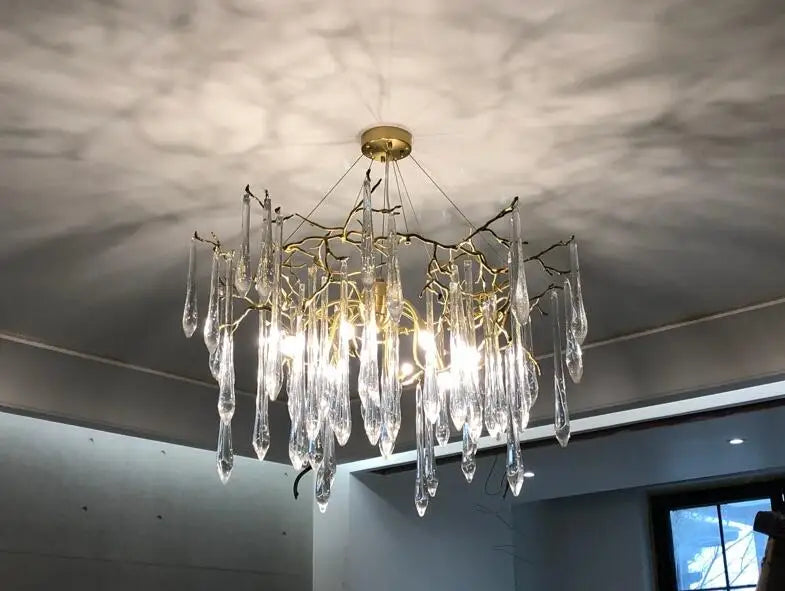 Crystal chandelier light luxury living room designer French european-style villa all-bronze American modern lamps