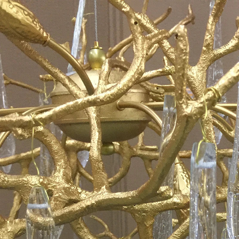 Crystal living room lamp post-modern all copper light luxury chandelier upscale villa round bedroom dining room teahouse lamp