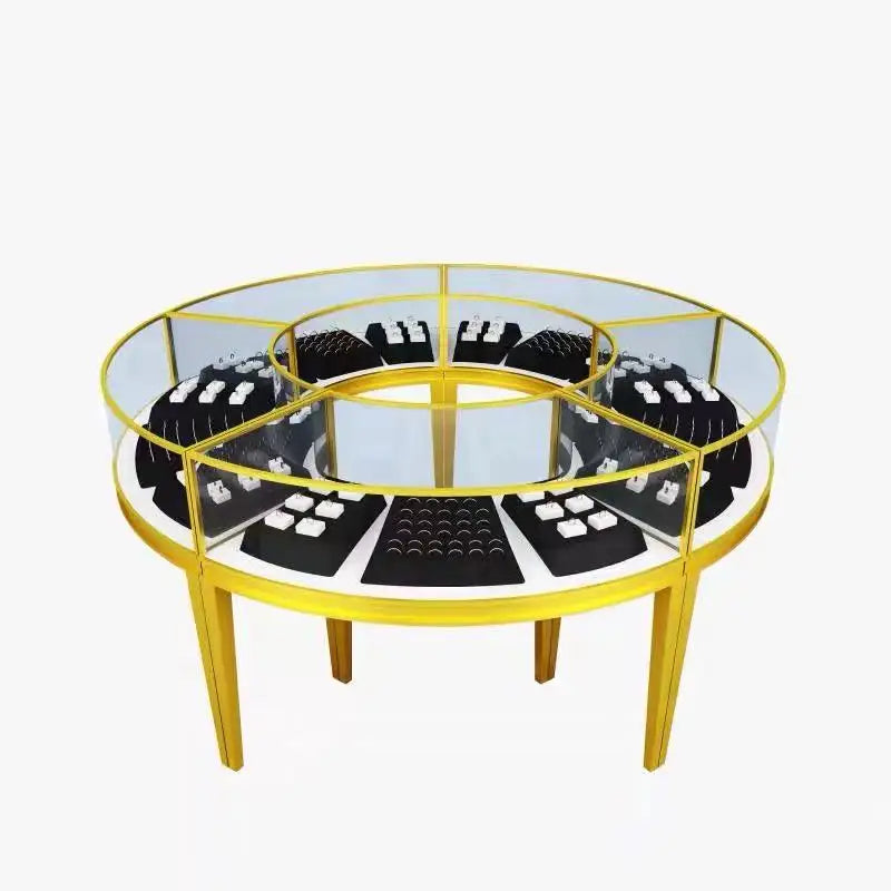 Curved transparent glass showcase jewelry showcase jewelry boutique counter antique jade gold shelf customization