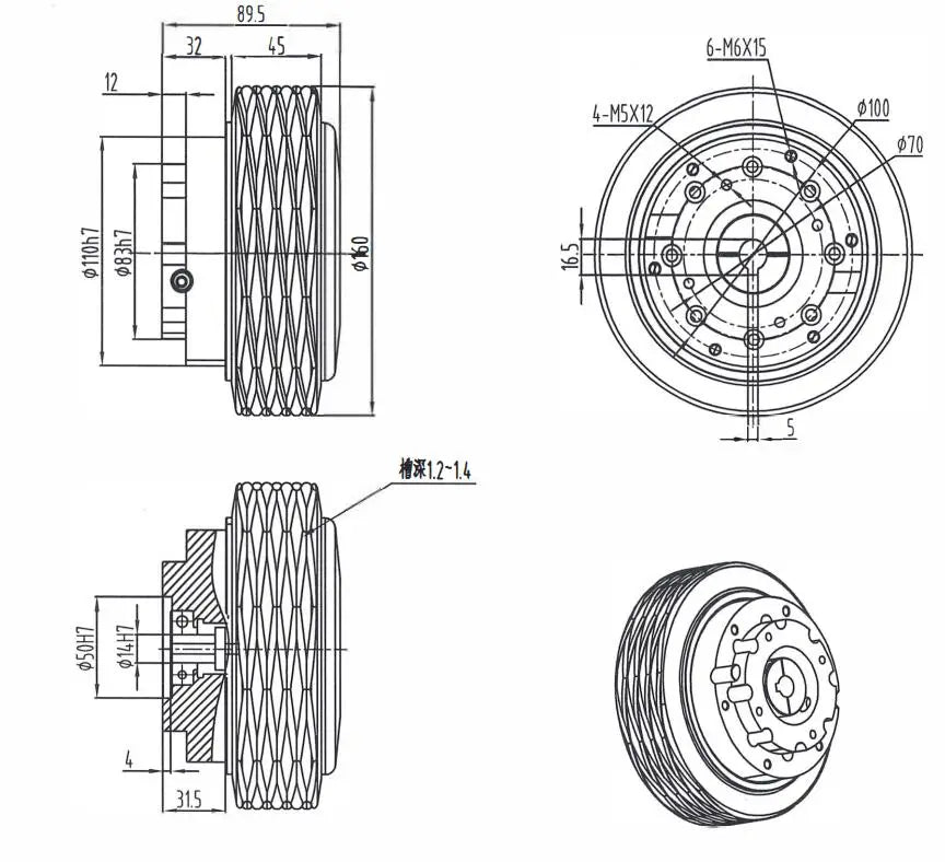 Custom 12V 24V 48V 72V Robot Agv Industrial Electric Wheel Drive Hub Brushless Dc Servo Motor Bldc Planetary Gearbox Drive Wheel