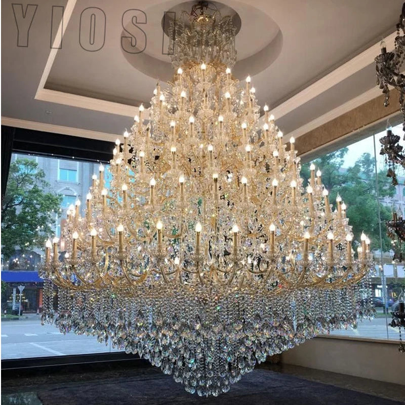 Custom 72 Bulbs Indoor Decoration Light For High Ceilings Hotel Lobby Banquet Hall Villa Marriage Luxury Large Led Chandelier