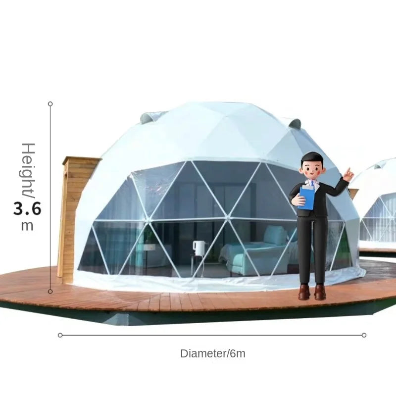 Custom Durable Outdoor Waterproof Round Luxury Resort Glamping Geodesic Hotel Steel Reflective Mirror Glass Dome Tent For Sale