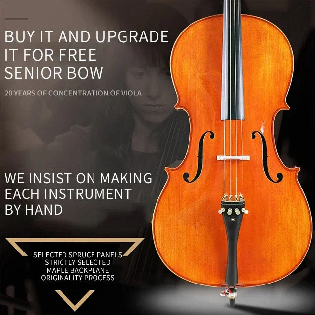 MMOOKA Custom Oil Varnish Ebony Fingerboard Acoustic Handmade Professional Violin 4/4 Cello Made in China