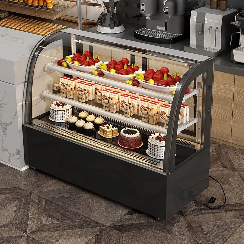 Custom cake display cabinet freezer commercial refrigerated dessert Mu Si fruit air-cooled fresh-keeping cabinet heating insulat