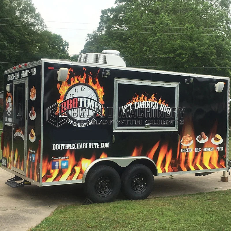 Customized Fast Food Trailer Dot Hot Dog Pizza Burger Mobile Food Truck Outdoor Street Kitchen Restaurant Trailer for Sale