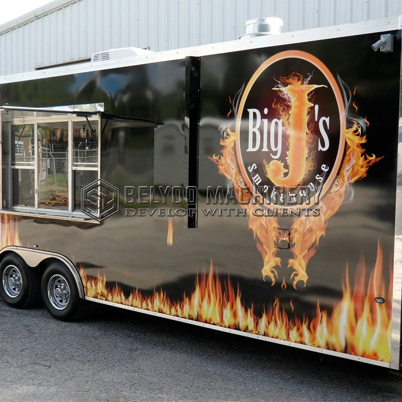 Customized Fast Food Trailer Dot Hot Dog Pizza Burger Mobile Food Truck Outdoor Street Kitchen Restaurant Trailer for Sale