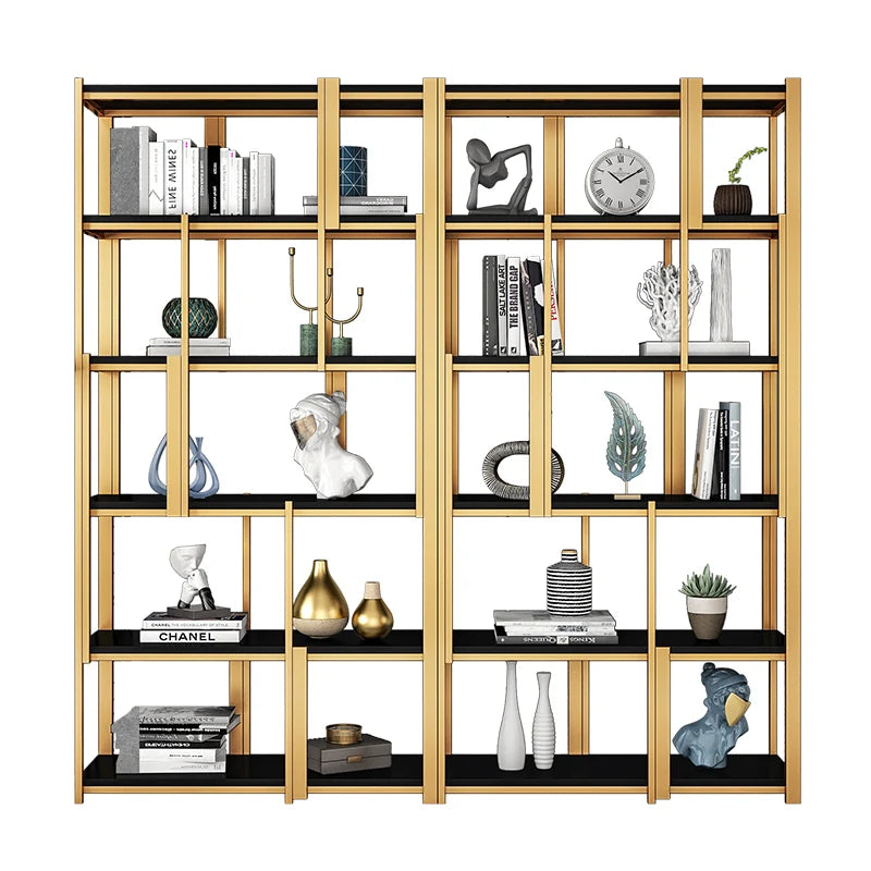 Customized Light Luxury Stainless Steel Bookshelf Floor Shelf Living Room Metal Bookcase Display Stand Modern Iron Decoration