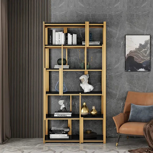 Customized Light Luxury Stainless Steel Bookshelf Floor Shelf Living Room Metal Bookcase Display Stand Modern Iron Decoration