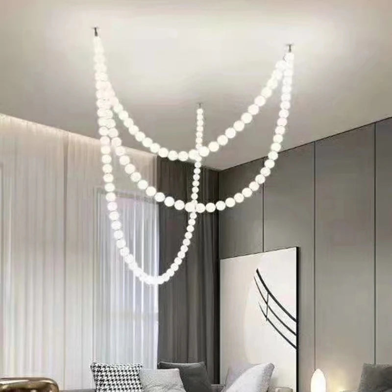 Customized Nordic Luxury LED Pendant Lights Post-Modern Chandeliers Staircase Hotel Villa Engineering Lamps Glass Deco Ligting