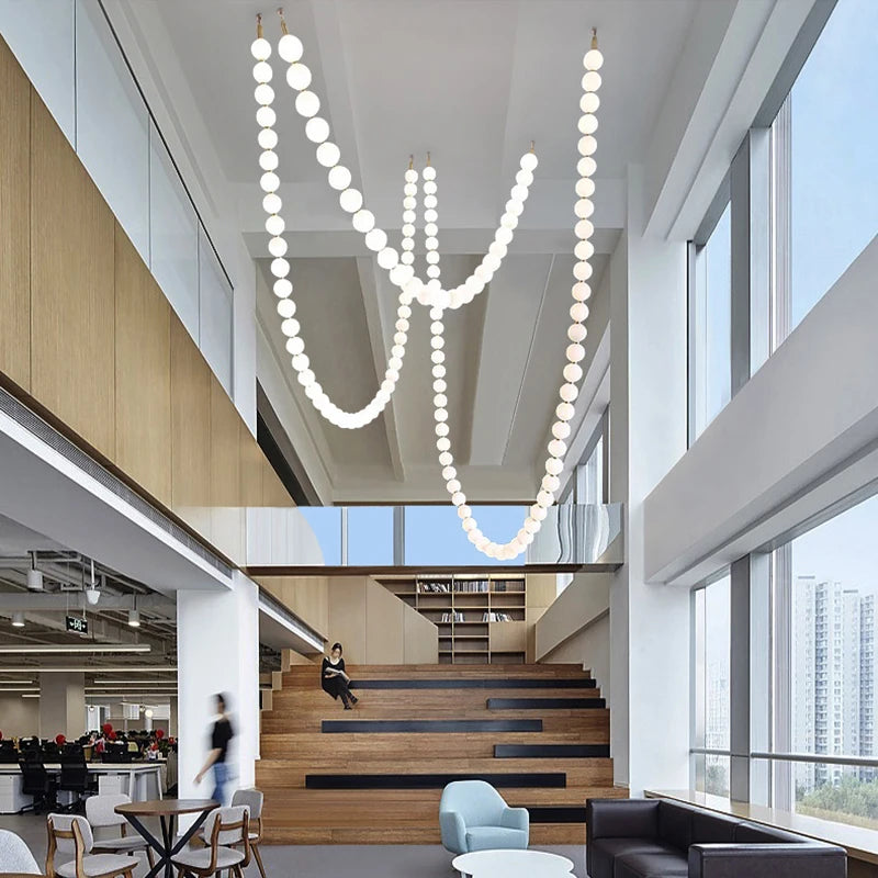 Customized Nordic Luxury LED Pendant Lights Post-Modern Chandeliers Staircase Hotel Villa Engineering Lamps Glass Deco Ligting