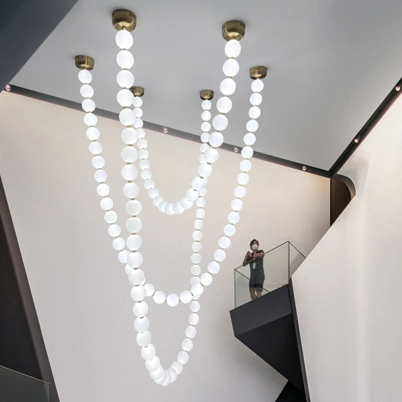 Customized Nordic Luxury LED Pendant Lights Post-Modern Chandeliers Staircase Hotel Villa Engineering Lamps Glass Deco Ligting