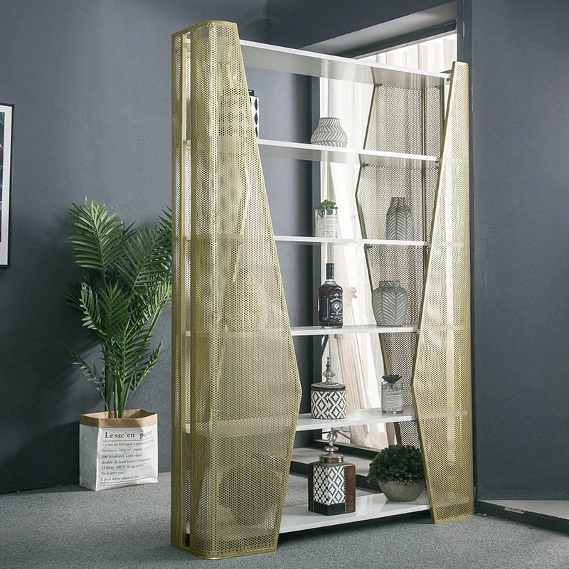 Customized Nordic Multi-Layer Bookshelf Floor Iron Storage Rack Light Luxury Living Room Office Storage Display Stand Creative