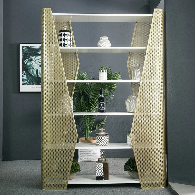 Customized Nordic Multi-Layer Bookshelf Floor Iron Storage Rack Light Luxury Living Room Office Storage Display Stand Creative