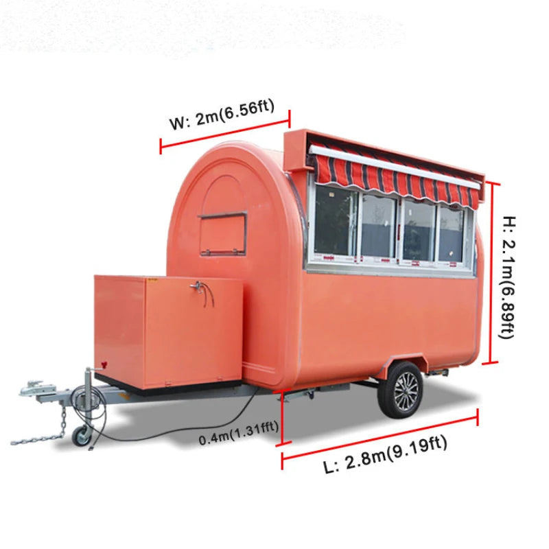 Customized mini food truck, small circular food trailer, outdoor mobile fast food truck, price suitable for business