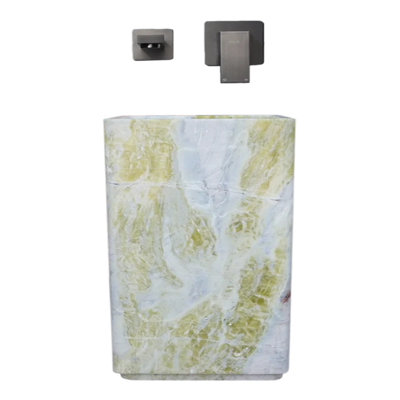 Customized pillar style marble integrated pillar basin bathroom floor standing stone washbasin Nordic countertop basin