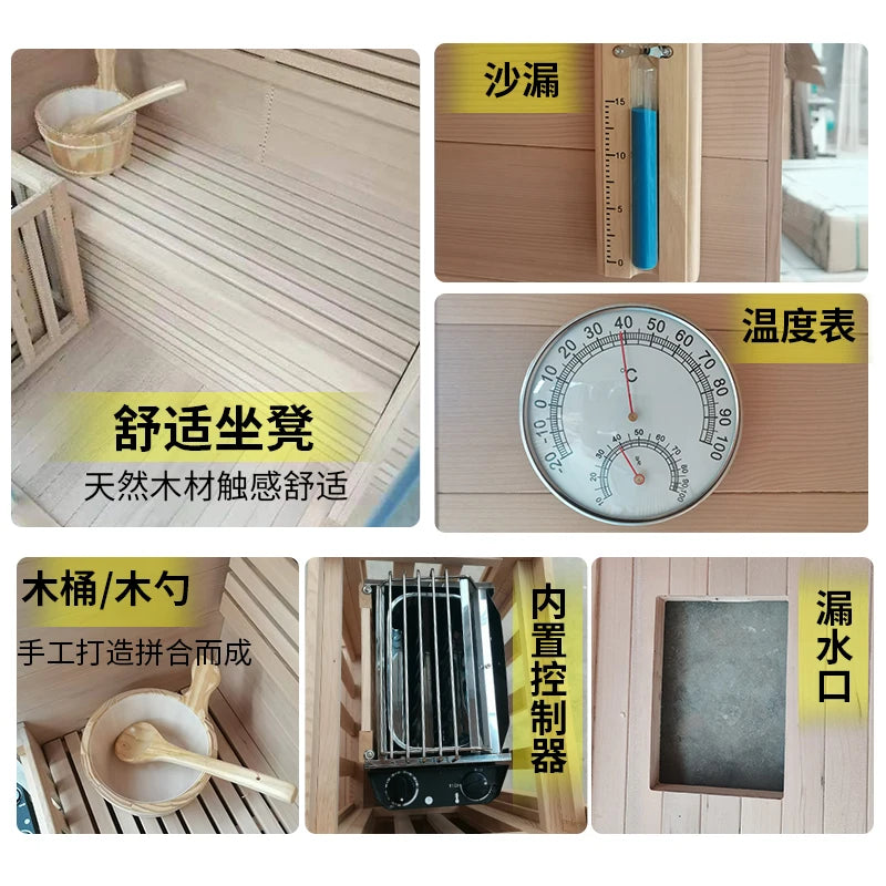 Customized single and double sauna room, wet steam room, commercial bath, far infrared light wave room for Meijia Family