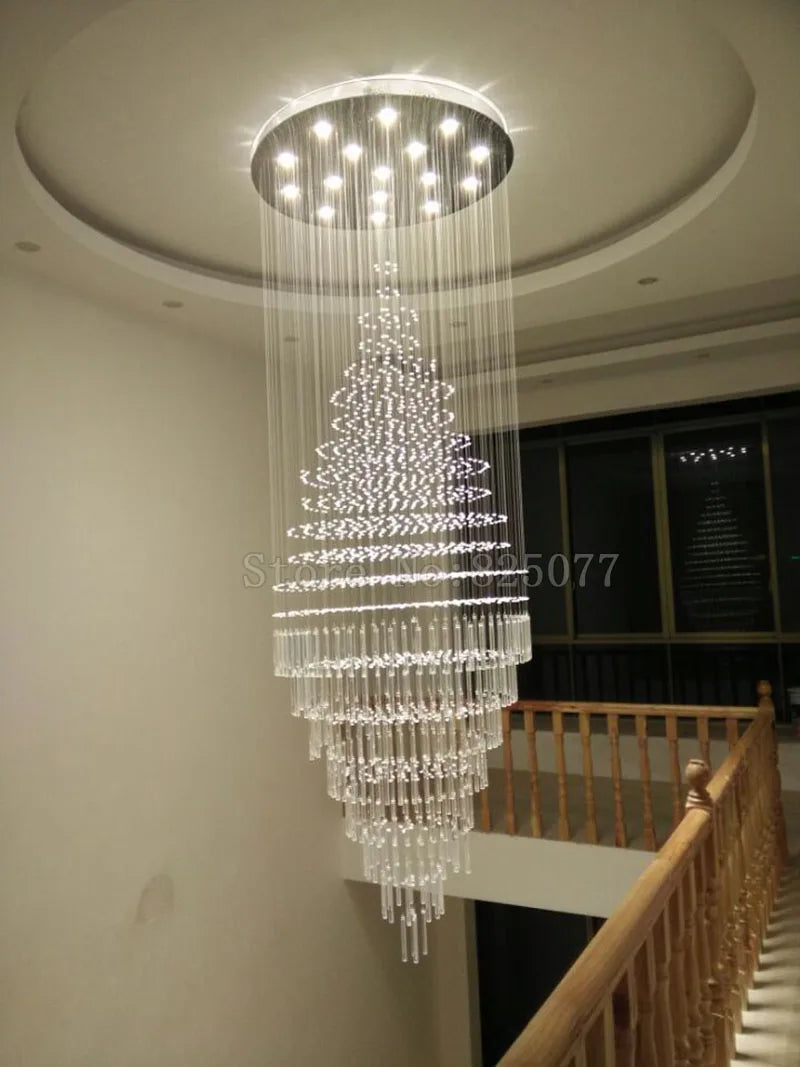 DHL Customize Dia800*H2600mm villa crystal chandeliers duplex stairs hall led light hotel crystal chandeliers JF1298