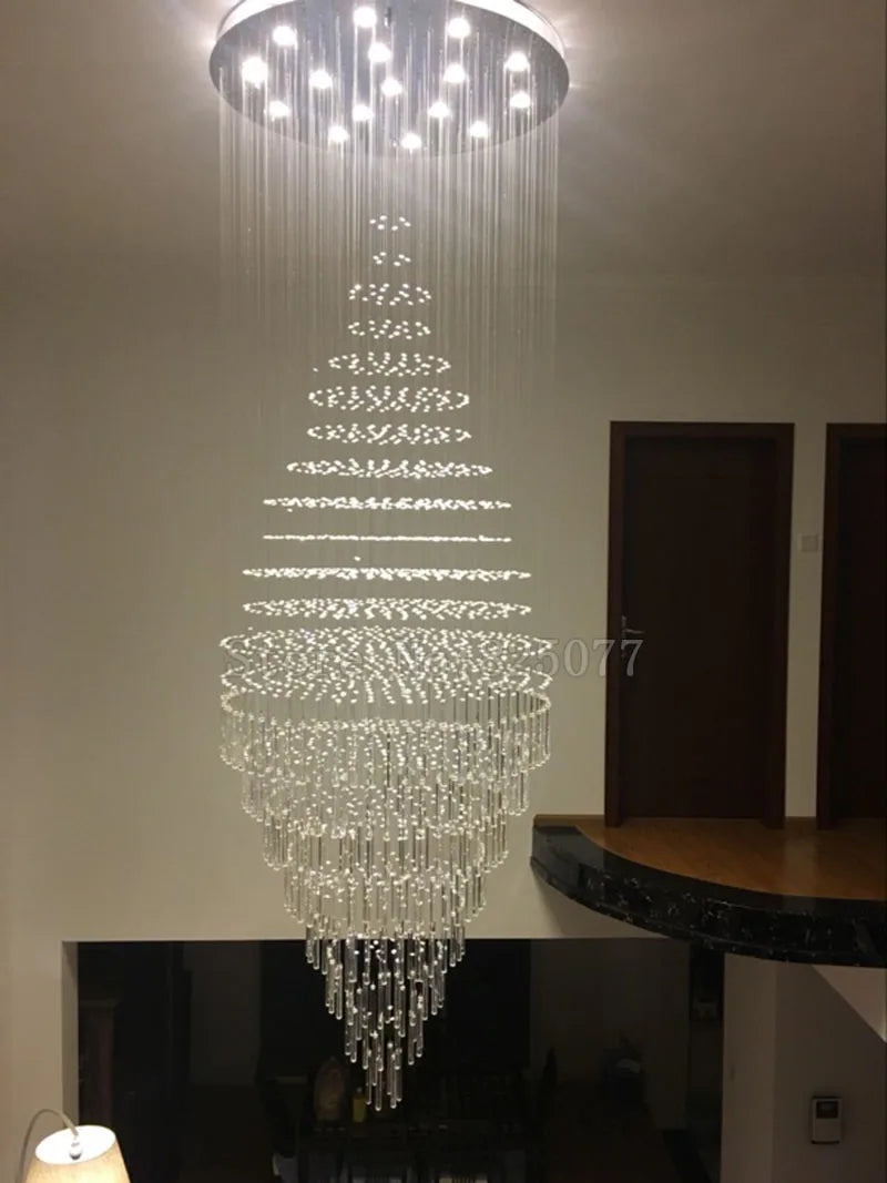 DHL Customize Dia800*H2600mm villa crystal chandeliers duplex stairs hall led light hotel crystal chandeliers JF1298