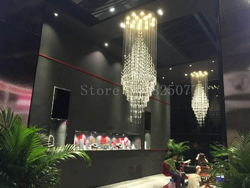 DHL Customize Dia800*H2600mm villa crystal chandeliers duplex stairs hall led light hotel crystal chandeliers JF1298
