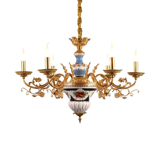 DINGFAN European Style Hotel Lobby Villa Interior Lighting Decorative Chandelier Luxury All-Copper Ceramic Chandelier