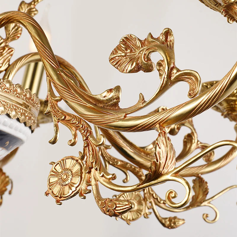 DINGFAN European Style Hotel Lobby Villa Interior Lighting Decorative Chandelier Luxury All-Copper Ceramic Chandelier