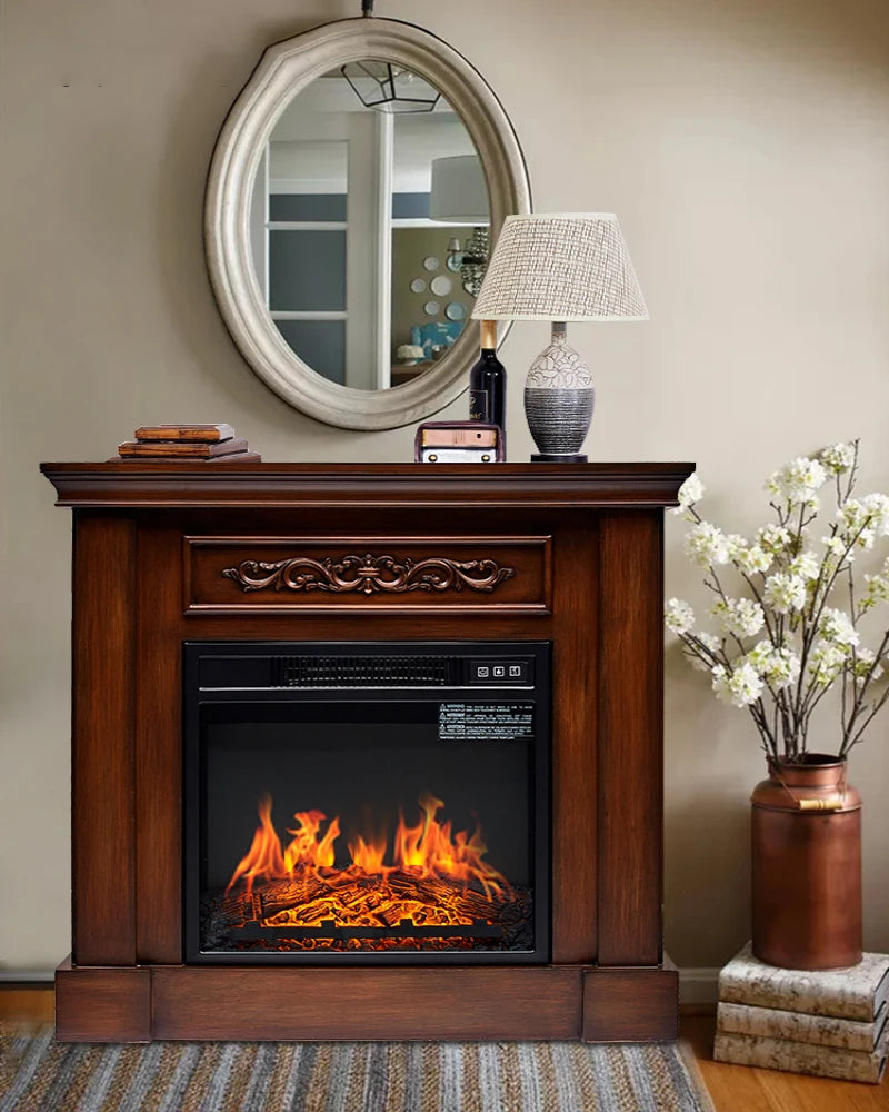 Decorative cabinet simulation stove heater European style household indoor false flame fireplace with a fire light of 0.8m