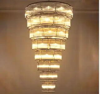 Designer villa hotel project custom chandelier post-modern minimalist creative circular multi-layer glass chandelier