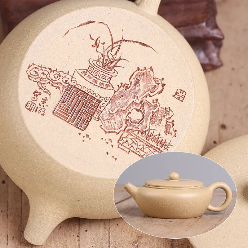 Deyuanchang Yixing Purple Clay Pot Handmade Benshan Green Clay Jade Pot Made by Senior Engineer Wu Shujuan Half-Handmade