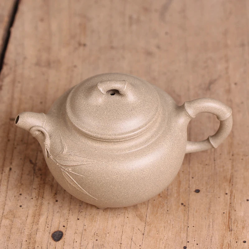 Deyuanchang Yixing Purple Clay Pot Handmade Raw Ore Green Section Three-Legged Bamboo Dinggao Gong Wu Shujuan Semi-Handmade